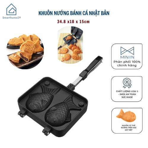 Khuôn Làm Bánh Cá Nướng Taiyaki Nhật Bản Chống Dính Cao Cấp Size Lớn - Khuôn Nướng Làm Bánh Cá - Hàng Chính Hãng MINIIN