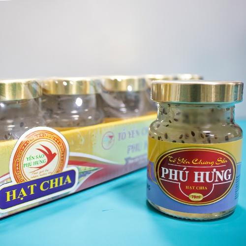 Yến tươi chưng sẵn Vị hạt chia, Yến Sào Phú Hưng, vỉ 10 lọ 70ml, nguyên chất, tiện lợi, tươi ngon, không chất bảo quản, nguyên chất