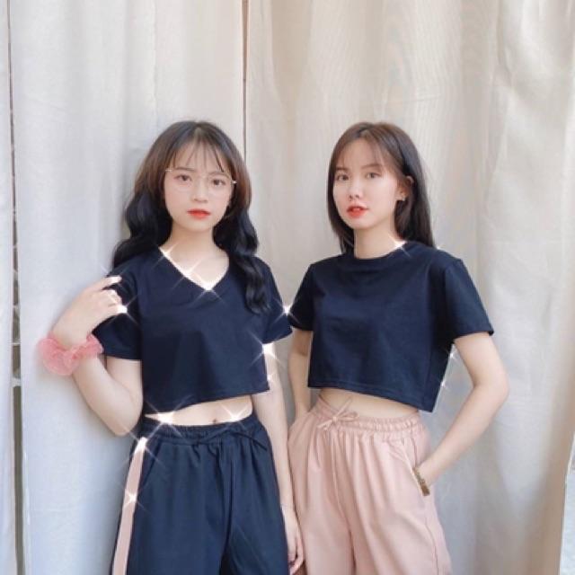 Áo croptop trơn body cổ tim   SIÊU SALEÁo CropTop Thun Cổ tim trơn