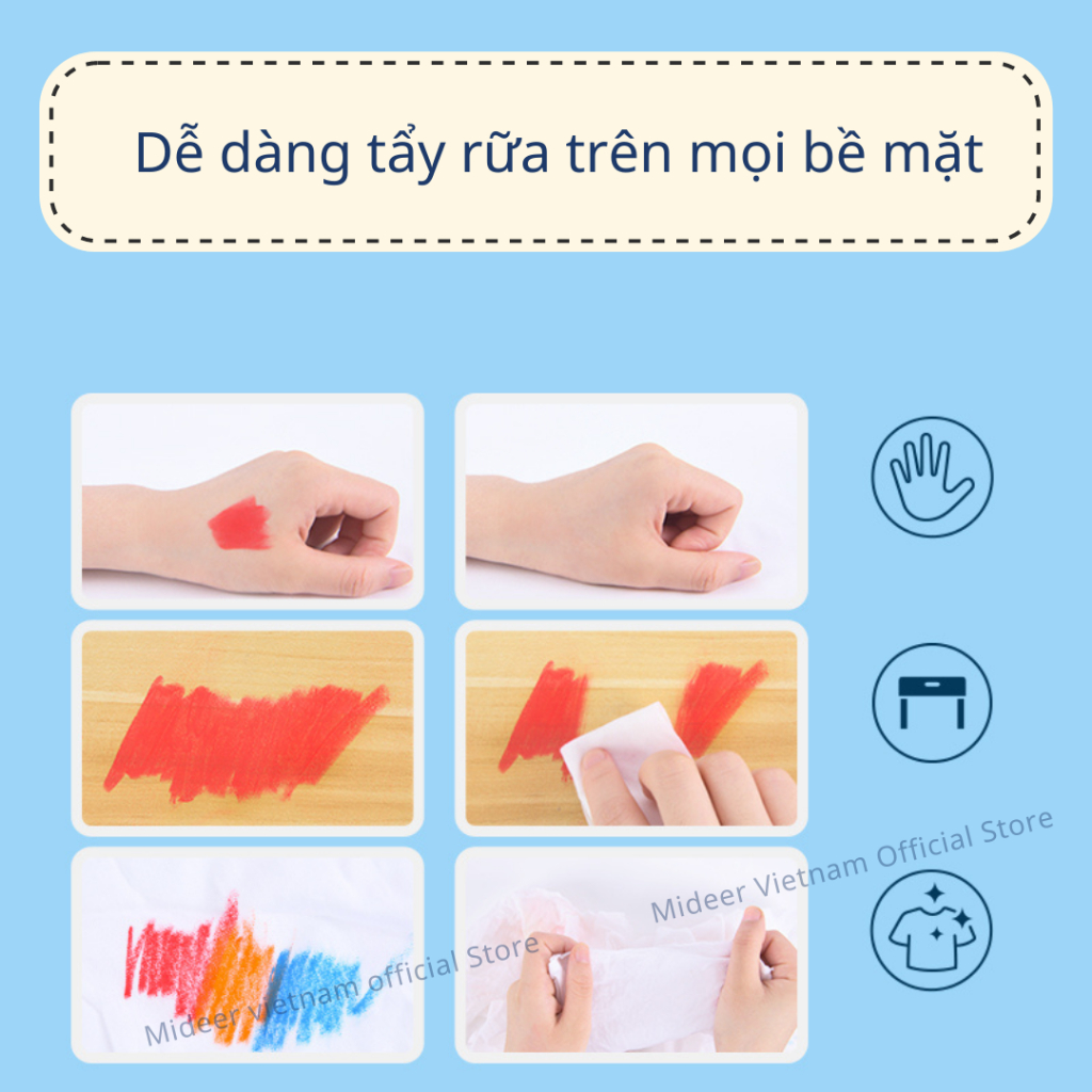 Bút dạ màu nước xóa được an toàn cho bé Let's Paint Washable Marker Mideer - bộ bút highlight đồ dùng học tập cho bé