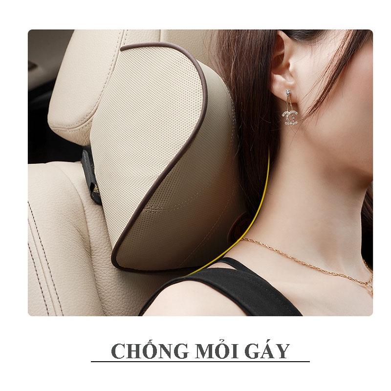Bộ gối tựa lưng và tựa đầu ô tô cao su non cao cấp, thiết kế sang trọng, màu sắc trang nhã giúp giảm đau mỏi