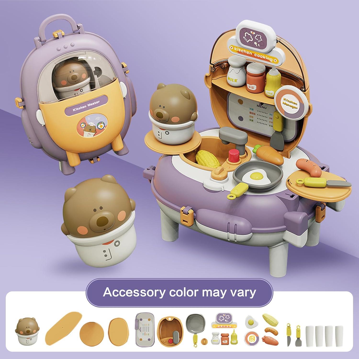 Đồ Chơi Ba Lô Nhà Bếp Gấu Xinh Xắn - Bear Magic Backpack Kitchen - Toys&amp;Joys HY-21 (26 Chi Tiết)
