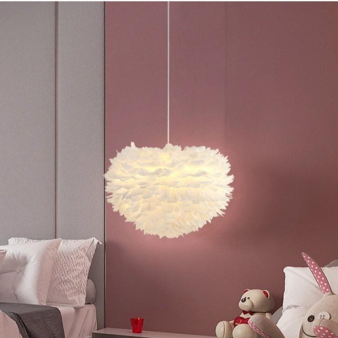 Đèn chùm ASTER lông vũ hiện đại, độc đáo, sang trọng với 3 chế độ ánh sáng - kèm bóng LED chuyên dụng