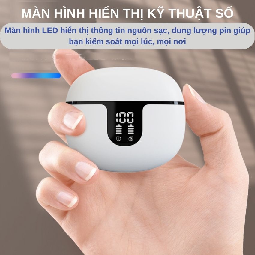 Tai nghe không dây bluetooth S61 TWS cao cấp cảm ứng chạm thông minh cực nhạy - Tai nghe True Wireless ENC chống nước IPX5, màn hình kỹ thuật số, giảm tiếng ồn kép