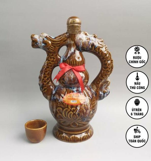 Đặc Sản Bình Định - Rượu Bàu Đá Thành Tâm BA BẦU (Màu da lươn) 650ml - OCOP 3 Sao
