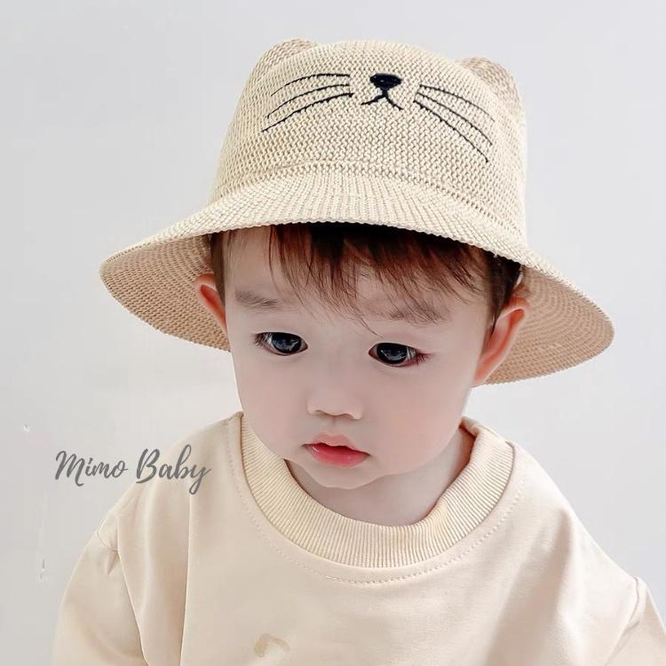 Mũ cói vành rộng hình mặt mèo cho bé 2-4y MH10 Mimo Baby