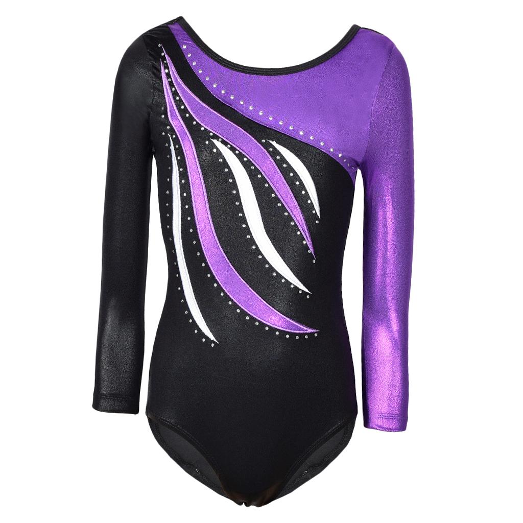 Kid Girl Leotard Ballet Dance Costume Long Sleeve Bodysuit Unitard Dancewear