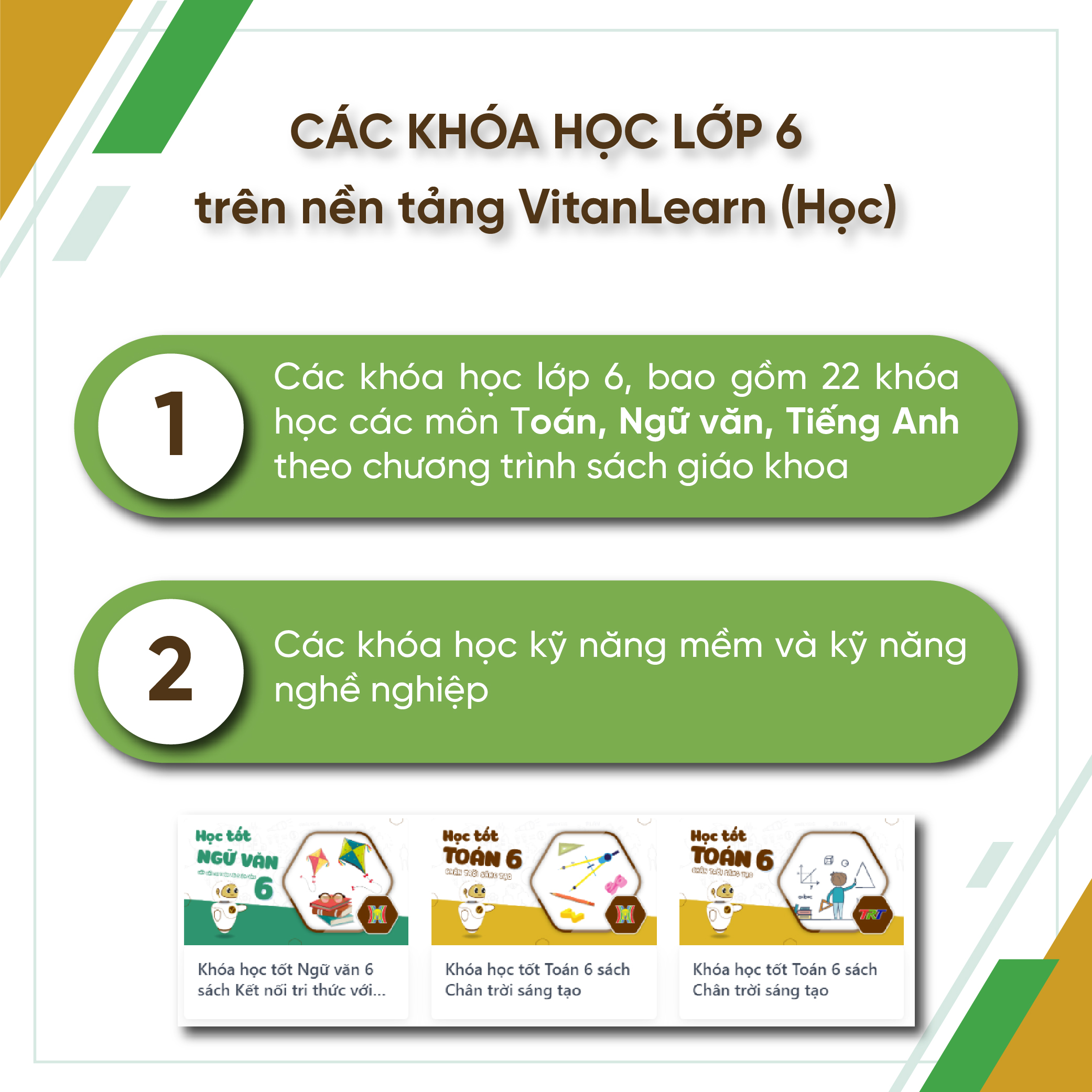 Bộ công cụ Học - Thi - Hướng nghiệp lớp 6, VitanEdu