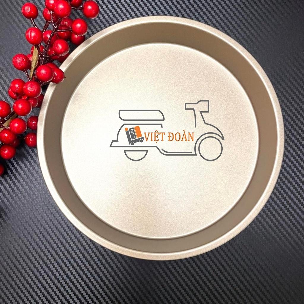 BỘ 5 KHUÔN nướng BÁNH BÔNG LAN, BÁNH MÌ BƠ, CUPCAKE, ĐẾ PIZZA - THÉP CARBON CHỐNG DÍNH, màu VÀNG sang trọng