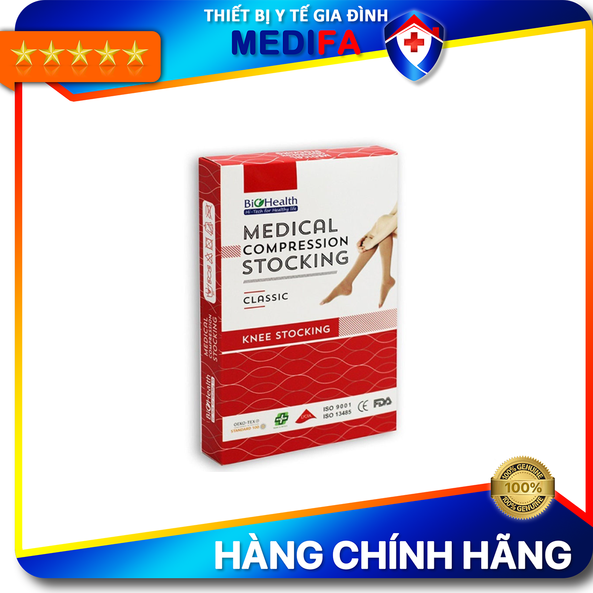 Vớ gối y khoa suy giãn tĩnh mạch chân Biohealth - Classic I Knee stocking