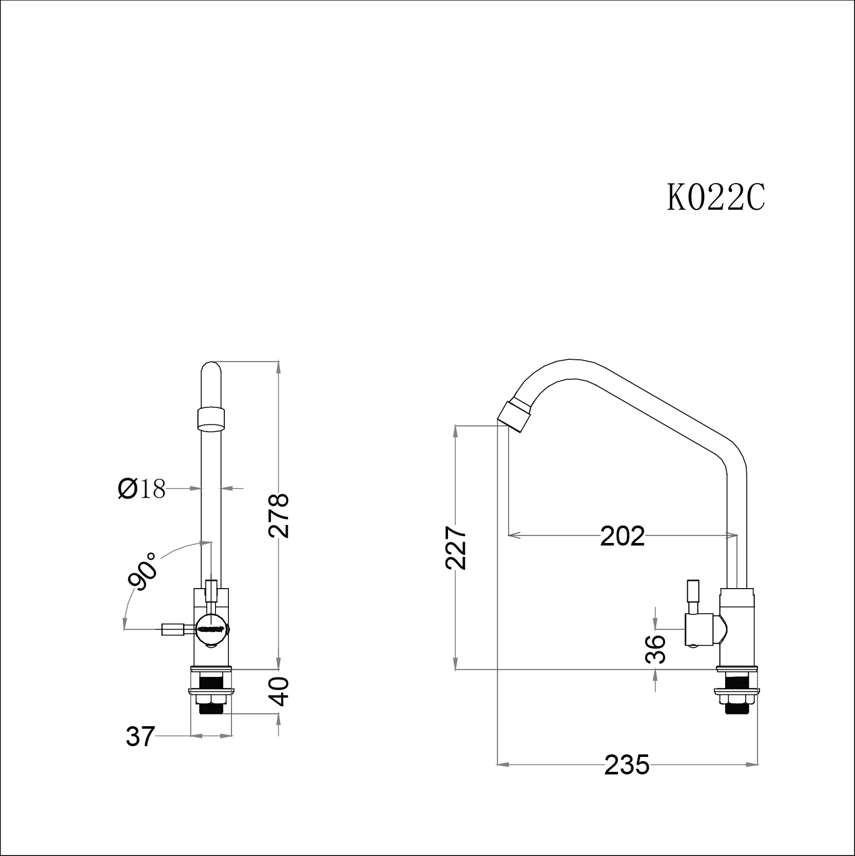 Vòi bếp lạnh cao cổ gắn chậu  Caesar K022C (chưa bao gồm dây cấp)