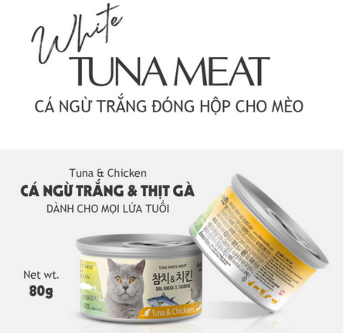 THỊT ĐÓNG HỘP CHO MÈO MỌI LỨA TUỔI - 80 Gram (Cá Ngừ/Cá Hồi/Tôm/Gà/Sò) - MEOWOW THÁI LAN