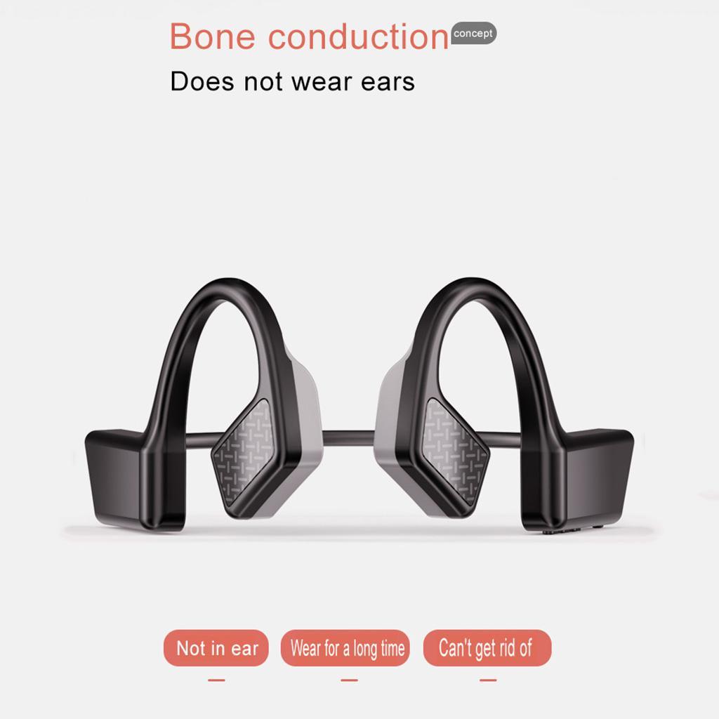 Bone Conduction Headset Bluetooth 5.0 with Mic for Cycling Running Black