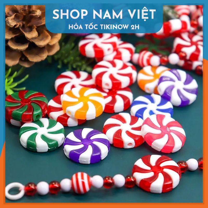 Set 6 Viên Kẹo Xoắn Ốc Bằng Nhựa Trang Trí Cây Thông Giáng Sinh