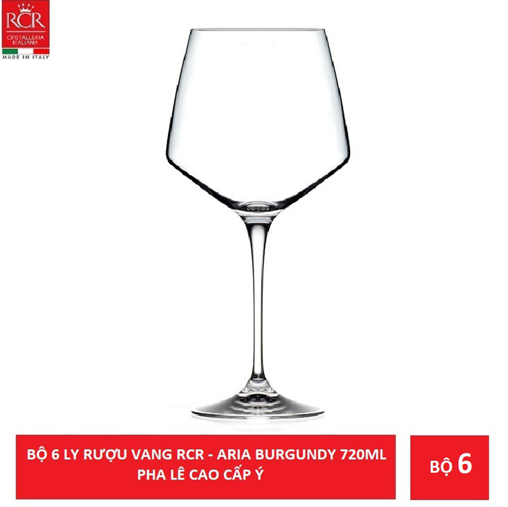 Bộ 6 ly rượu vang pha lê Ý RCR Aria Burgundy 720ml 