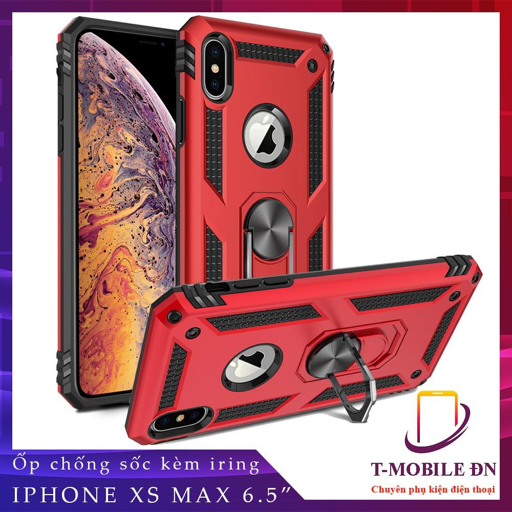 Ốp lưng cho iPhone XS Max chống sốc 2 lớp kèm nhẫn iring làm giá đỡ