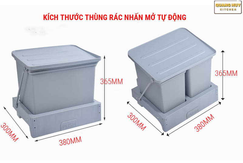 Thùng rác âm tủ bếp nhấn mở tự động cam kết chính hãng Grob