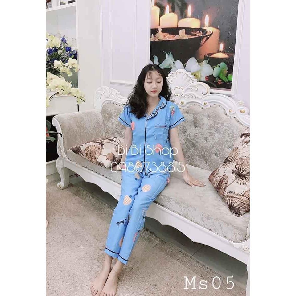 -Bộ Đồ Ngủ Pijama Tay Ngắn-Có Túi Quần