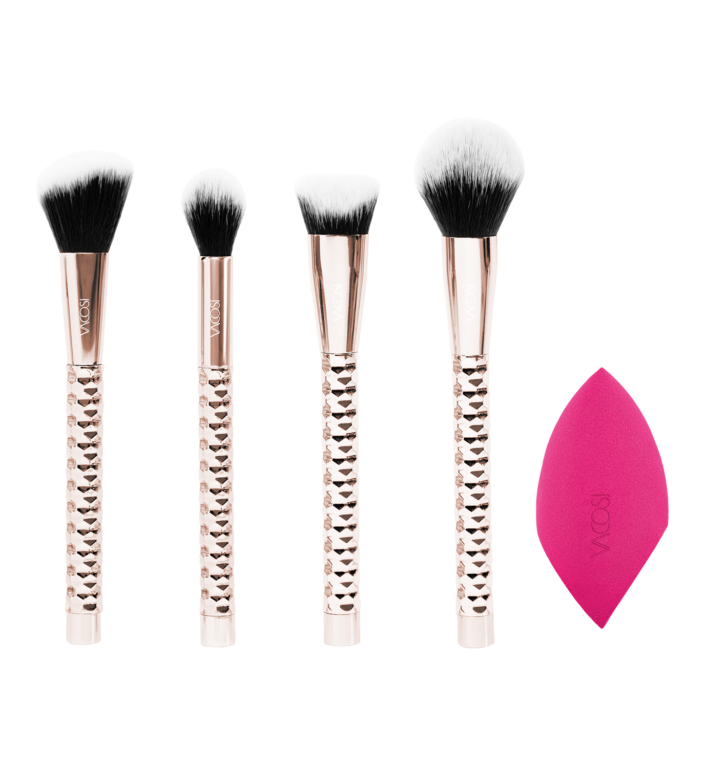 SC05 - BỘ KIT 4 CỌ VÀ 1 BÔNG PHẤN VACOSI, PHIÊN BẢN GOLDEN DRAGON - FURY THE FLAWLESS FACE BRUSH KIT, 5PCS