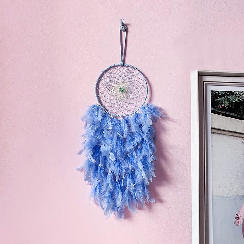 Đồ treo trang trí phòng Dreamcatcher lông vũ tặng kèm đèn led