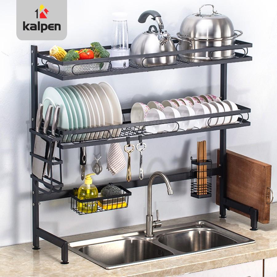 Kệ Để Chén Đĩa Thông Minh Trên Bồn Rửa Sơn Đen Cao Cấp, KB
