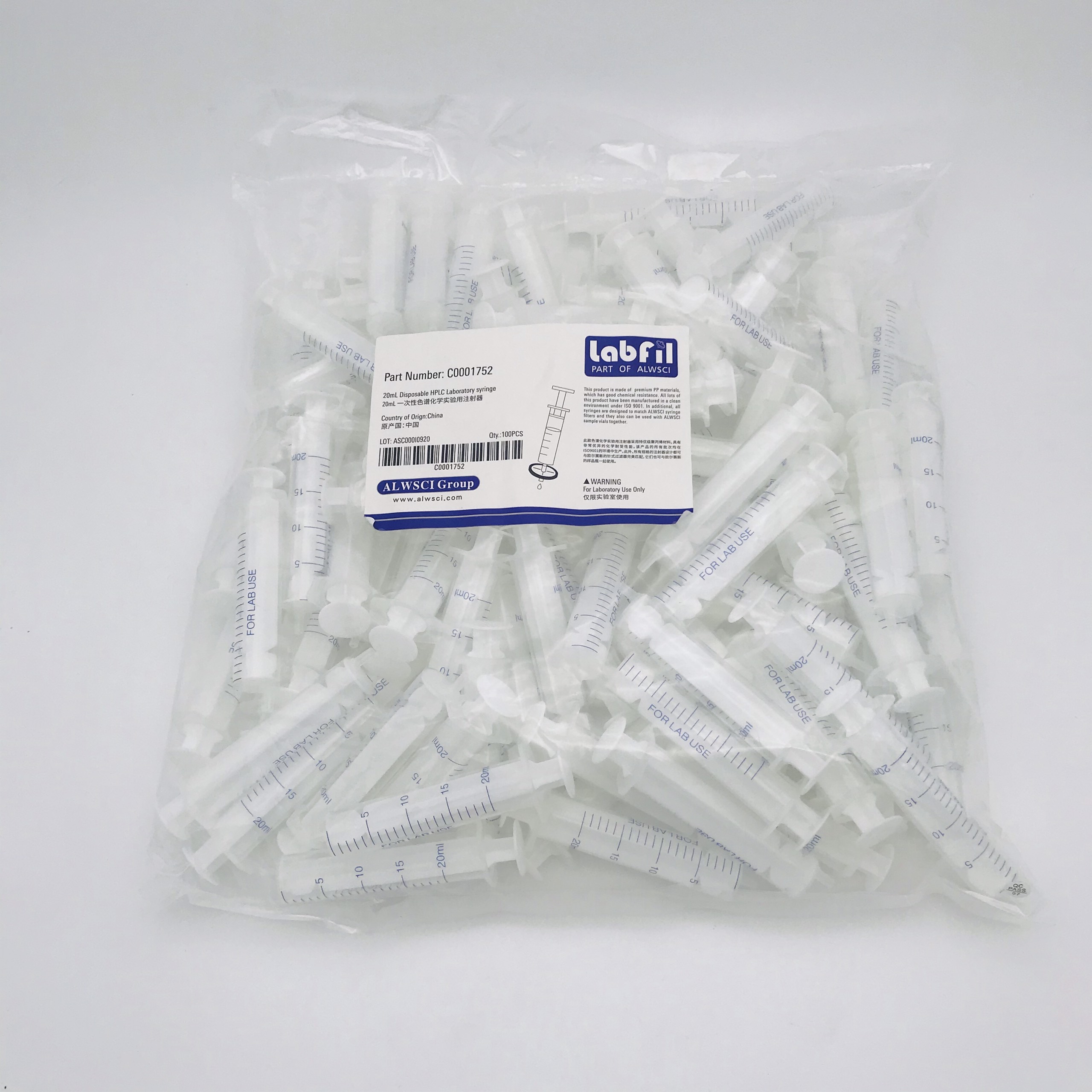 Bơm syrine nhựa cho HPLC (Syrine nhựa hút dung dịch, gói 100 cái, Hãng ALWSCI TQ
