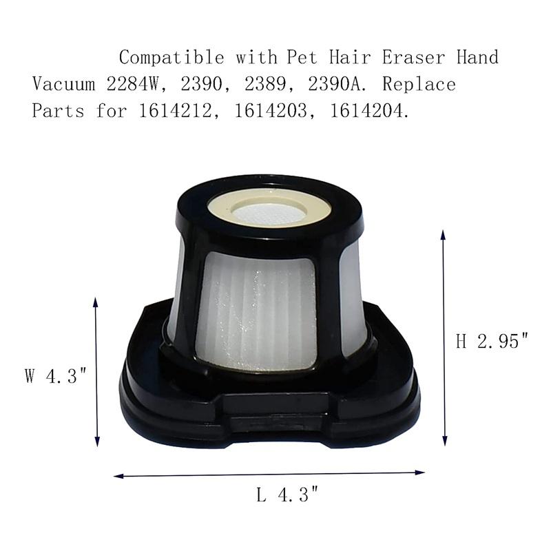 6 Pack Replacement Filter for Bissell Pet Hair Eraser Hand Vacuum 2284W,2390,2389,2390A,Replace Part for 1614212,1614203