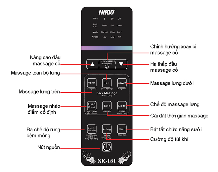 Ghế massage toàn thân cao cấp Nhật Bản Nikio NK-181 - Xoa bóp, đấm bóp, áp suất khí, nhiệt hồng ngoại - Màu đen