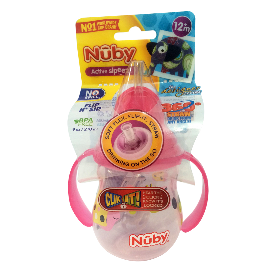 Bình Uống Nước Ống Hút Silicone 360 Độ Nuby 10324 (270ml) - Hồng