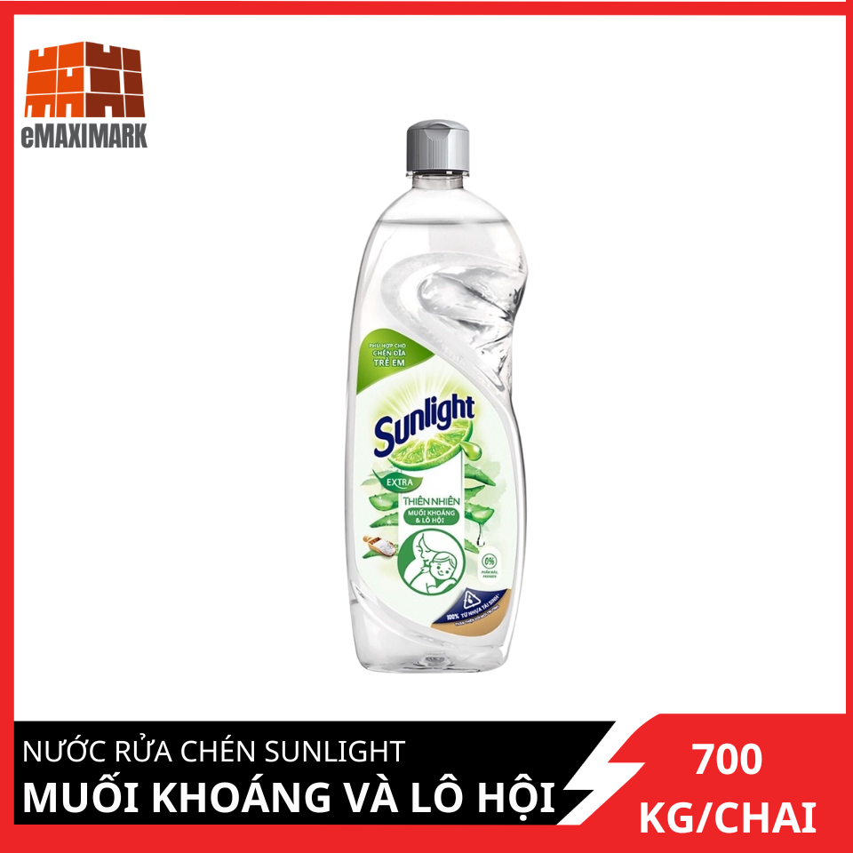 Nước rửa chén Sunlight Muối khoáng và Lô hội Chai 700g