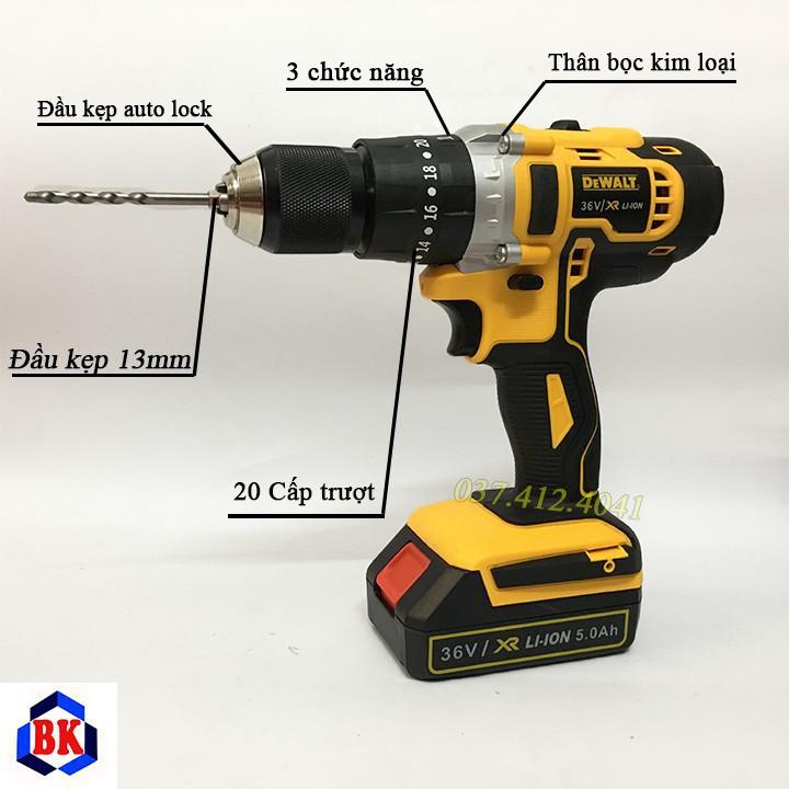 Máy Khoan PIN Dewalt 36V- - 3 Chức Năng - PIN TRÂU 5000mah - Không chổi than