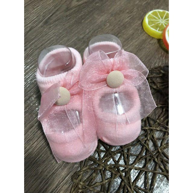 Set 3 đôi vớ tất sơ sinh cho bé, Tất hài đính nơ siêu cute cho bé gái