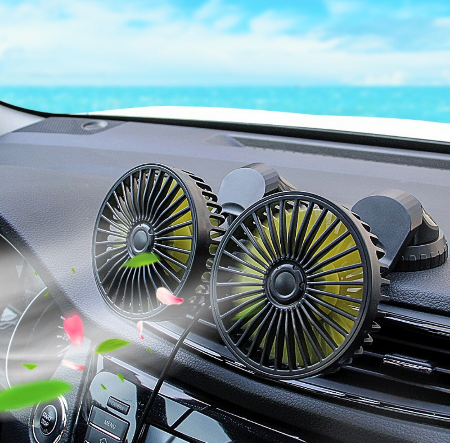 COMBO 2 QUẠT GIÓ QUẠT ĐÔI TRÊN XE HƠI ÔTÔ 12V-24V XOAY 360 CỰC KỲ MÁT TIỆN DỤNG QUẠT THẾ HỆ MỚI HÀNG CAO CẤP