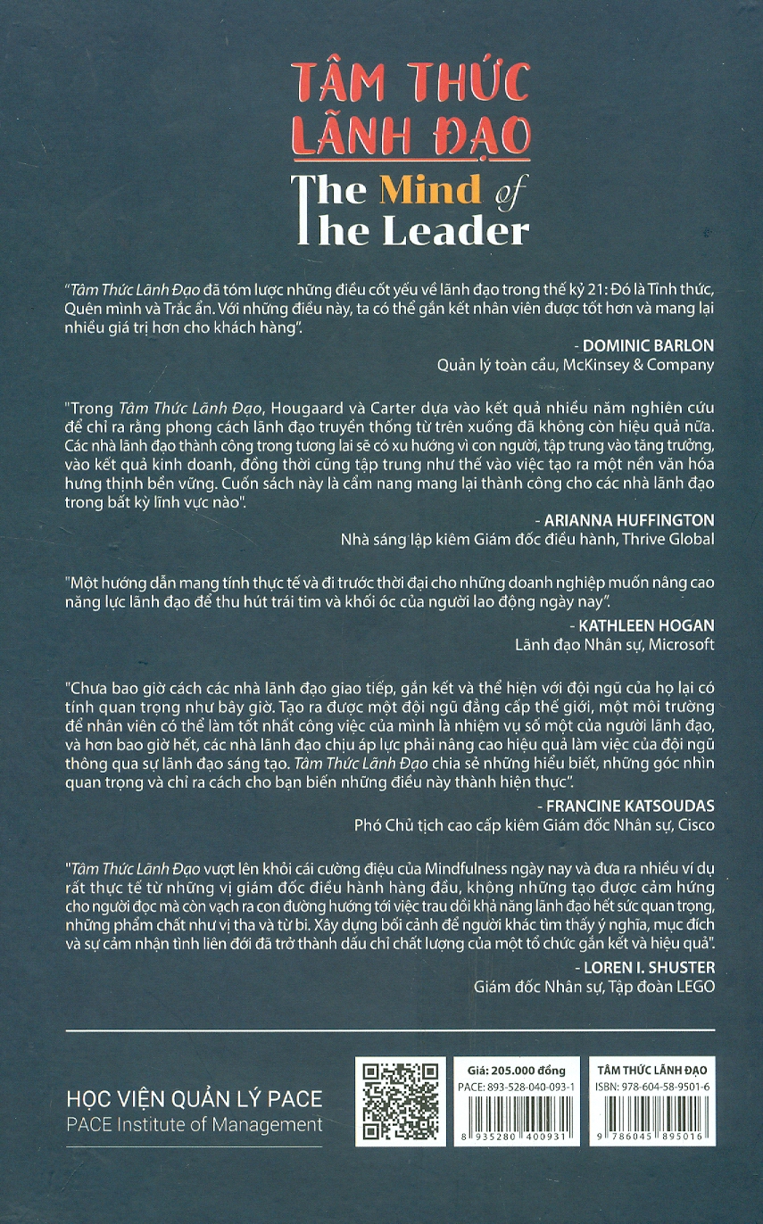 Sách PACE Books - Tâm thức lãnh đạo (The Mind Of The Leader) - Rasmus Hougaard, Jacqueline Carter (Bìa cứng, tái bản 2023)