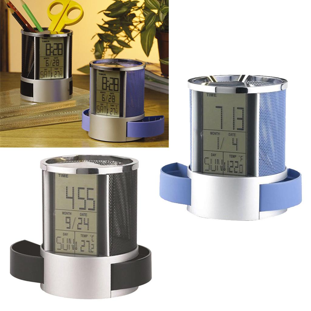 Pen Holder for Home  Office, Desk Supplies Organizer with Digital LCD Screen