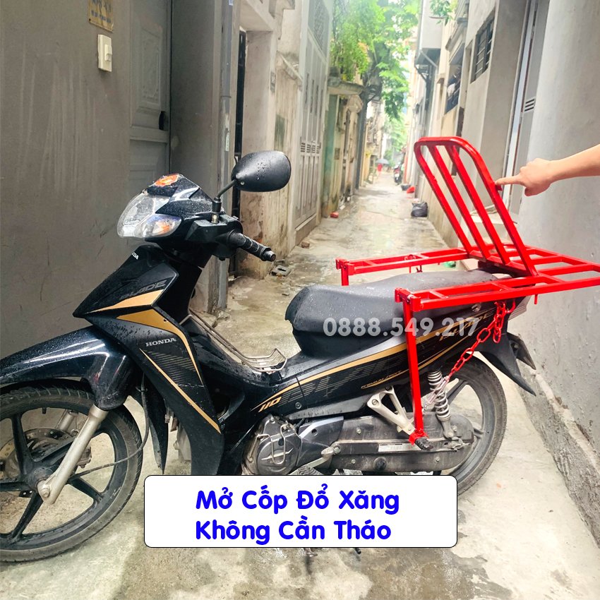 Gía đèo hàng xe máy.Gác baga chở hàng loại mở được cốp đổ xăng cho xe máy