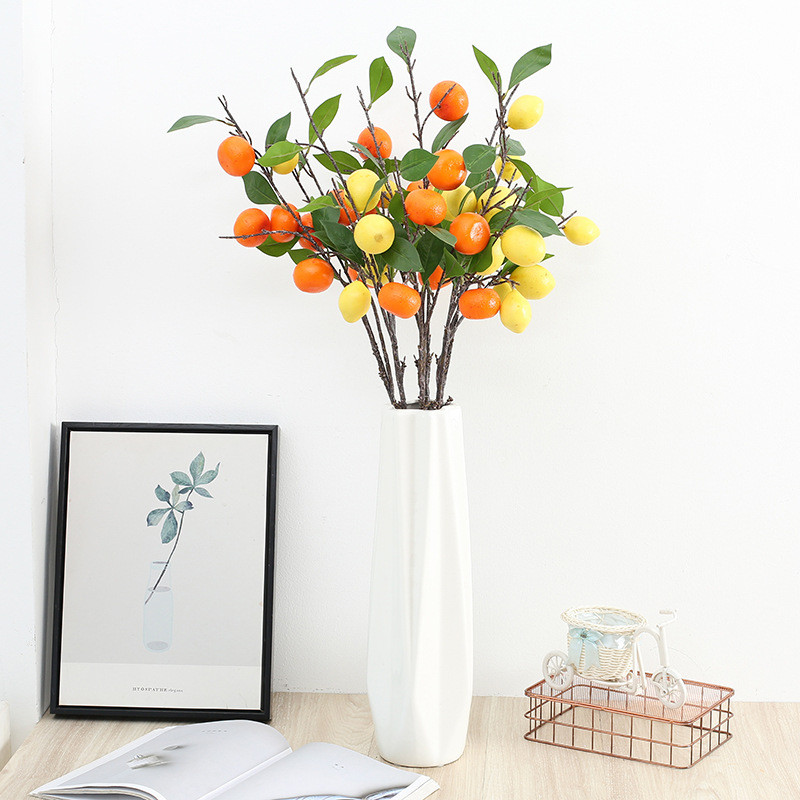 Cành Quả Quýt giả, 6 quả dài 88cm Trang Trí Nhà, Cửa Hàng, Decor Chụp Ảnh