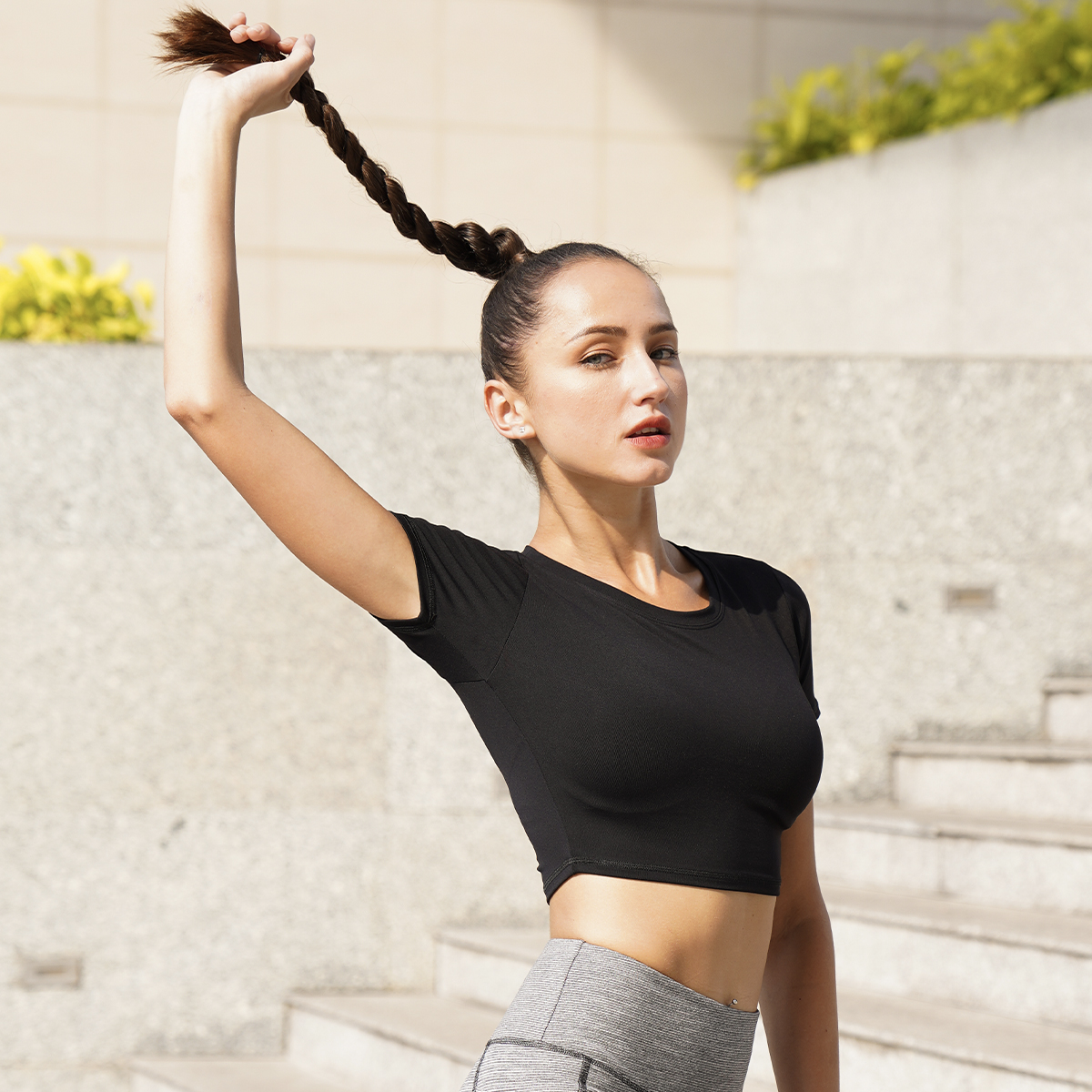 Áo tập Yoga Áo Gym Croptop có tay cho nữ Thiết kế cao cấp Hibi Sports Mã CR807