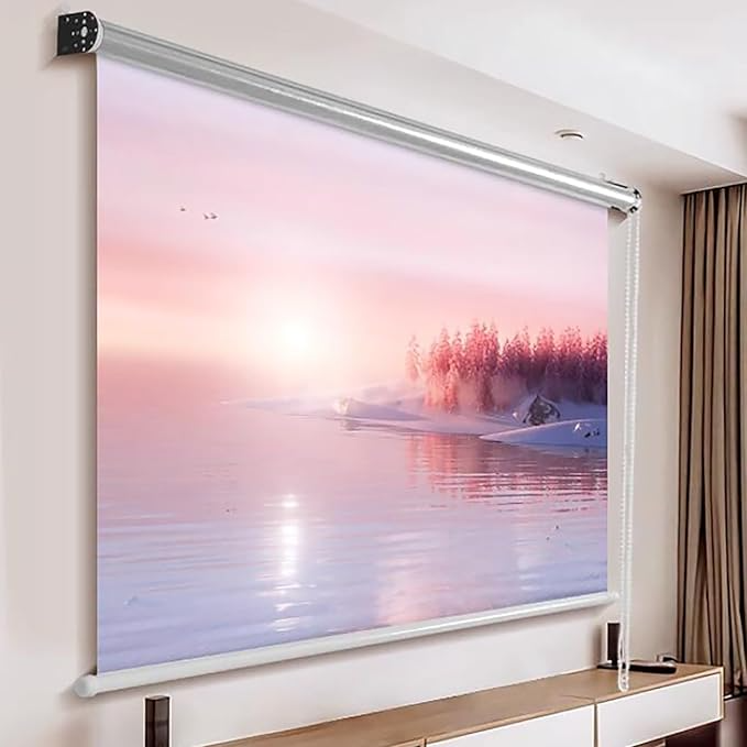 Màn chiếu treo tường Prima kéo dây chuỗi hạt pha lê (dạng rèm) tỉ lệ 16:9 và 4:3 kích thước 60–100 inch ,Dùng cho máy chiếu mini &amp; văn phòng - Hàng nhập khẩu