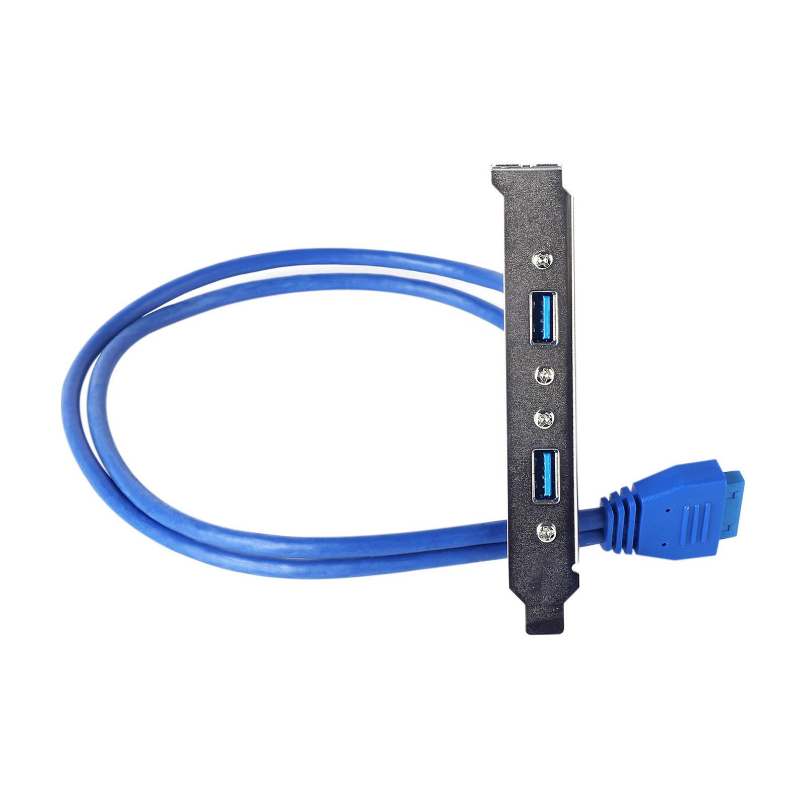 USB 3.0 Dual Port PCI Bracket Cable Motherboard to Back of Computer Case 20pin Header Connector Cable Adapter