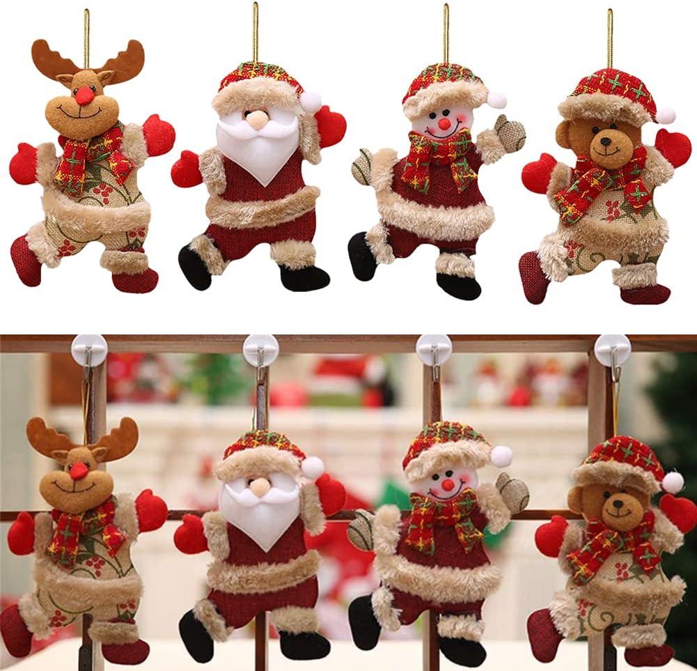 Bộ 4 mặt dây chuyền cây thông Noel trong vải, treo