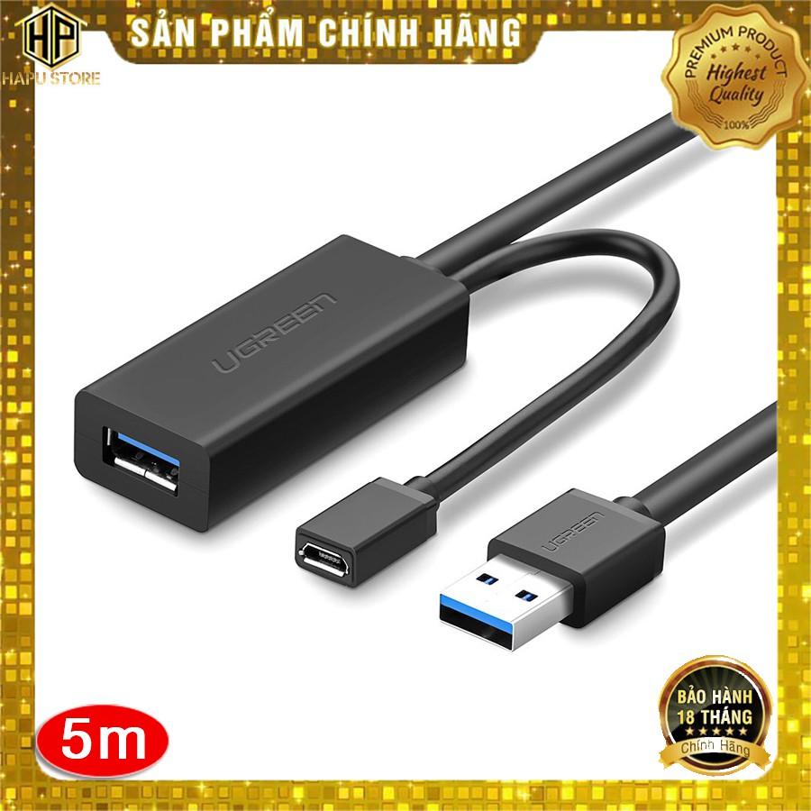 Cáp nối dài USB 5m Ugreen 20826 chuẩn USB 3.0 hỗ trợ nguồn phụ cao cấp - Hàng Chính Hãng