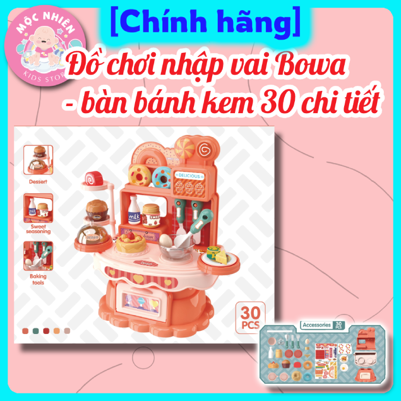 Đồ chơi nhập vai Bowa 8057 - Bàn bánh kem 30 chi tiết dành cho bé gái trên 3 tuổi