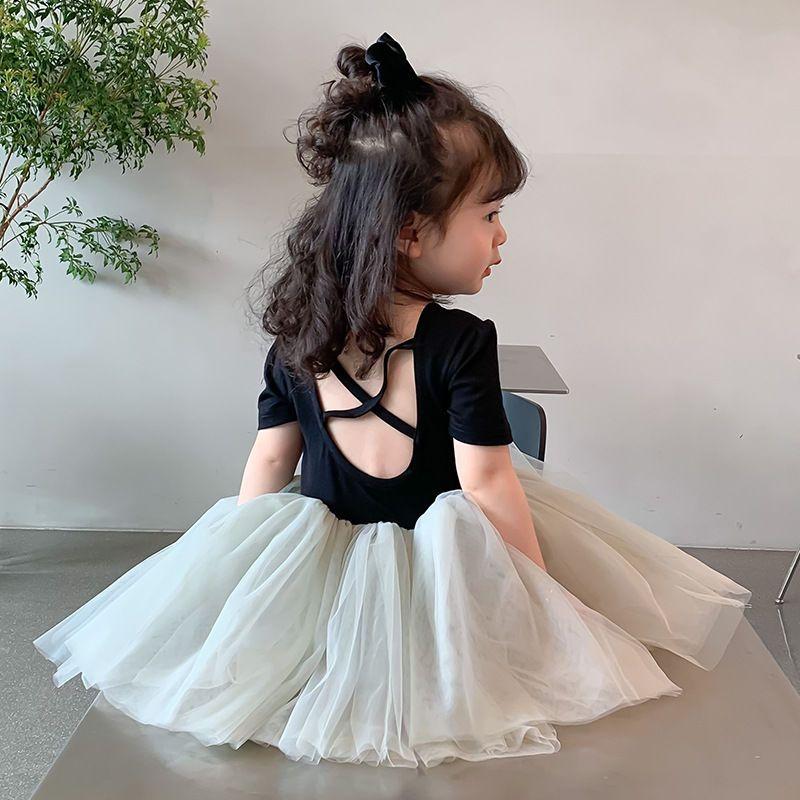 SHUANGYAN Váy ba lê siêu bồng nhiều lớp sợi váy trẻ em mùa hè váy công chúa trở lại chéo nhảy váy thời trang