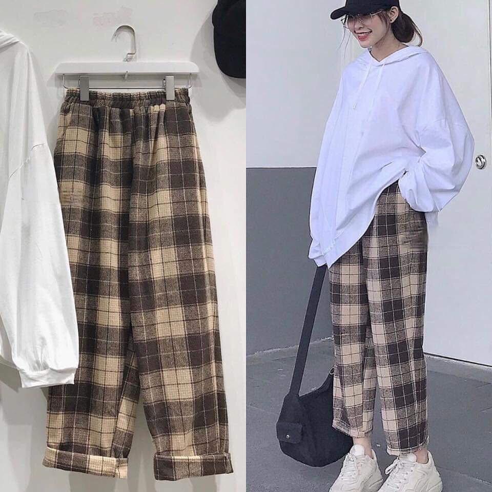 Quần Kẻ Caro Vintage Plaid Pants Dáng Suông Unisex