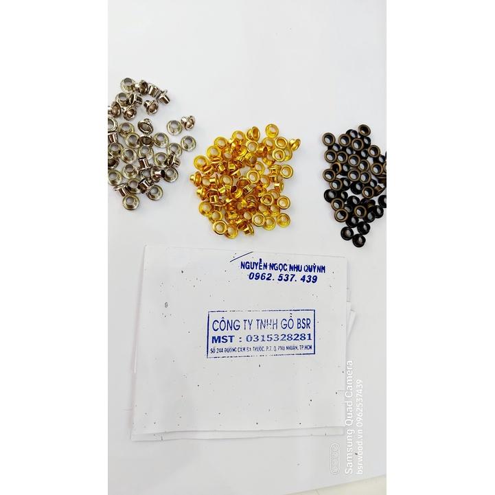 Khoen ore mắt cáo 4mm Bằng Thau không gỉ Màu bạc, vàng, đen, đồng Khuy mắt cáo bấm vải, quần áo, túi xách, đồ da