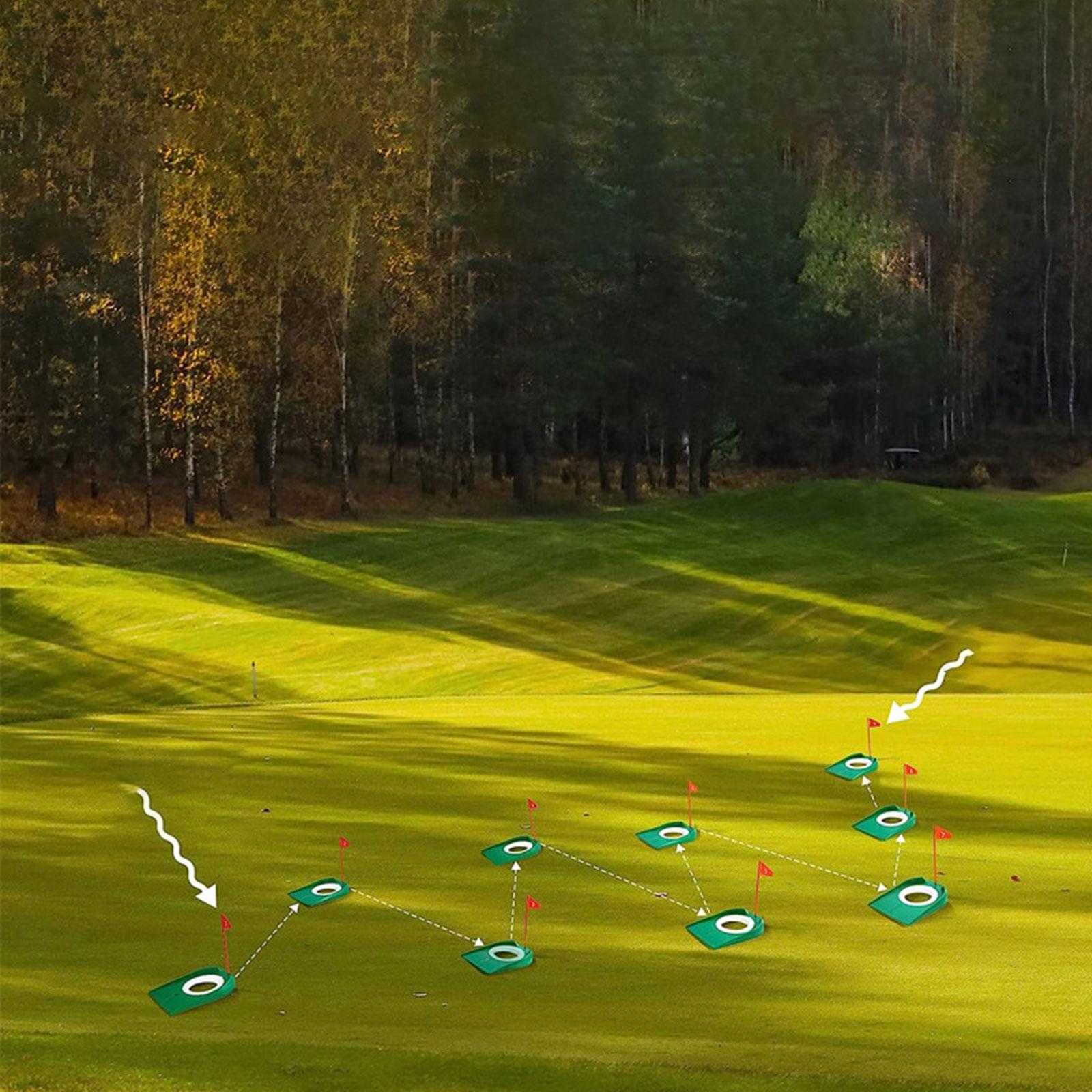 9Pcs Golf Putting Cup and Flag, Golf Practice Cup Supplies Trainer Aid All Direction Putt Training Hole Putt Training Aid for Indoor Golfing