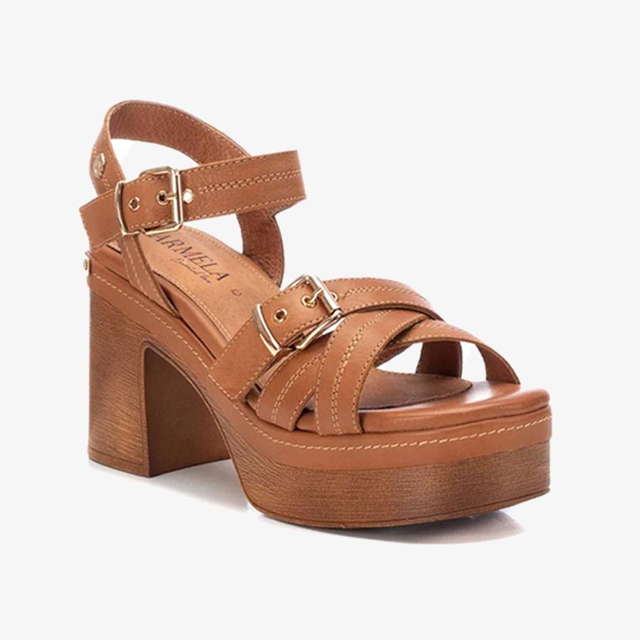 Giày Cao Gót Nữ CARMELA Camel Leather Ladies Sandals