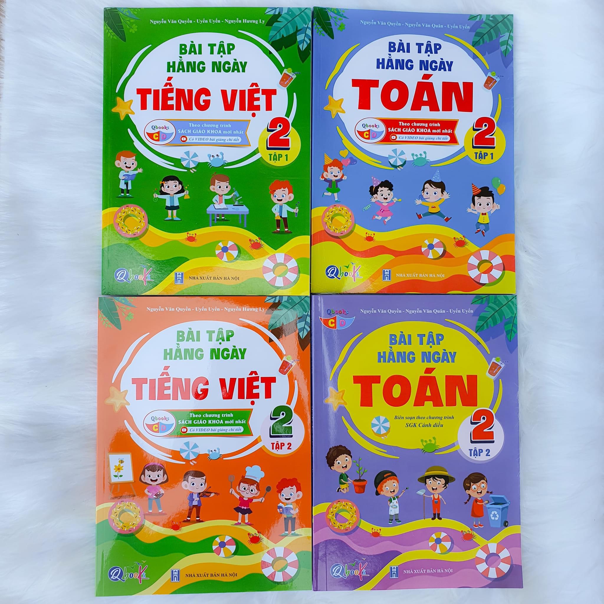 Combo Bộ 4 Cuốn Sách Bài Tập Hằng Ngày Tiếng Việt Và Toán Lớp 2 Đầy Đủ Tập 1 Và Tập 2 - Bản quyền