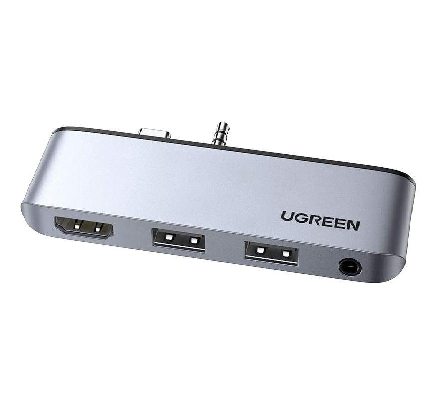 Ugreen UG80332CM349TK 4 trong 1 Sf go 1-2 màu xám bộ chuyển Usb type C ra 2 x usb A 3.0 hub + 4K HDMI + 3.5mm audio - HÀNG CHÍNH HÃNG